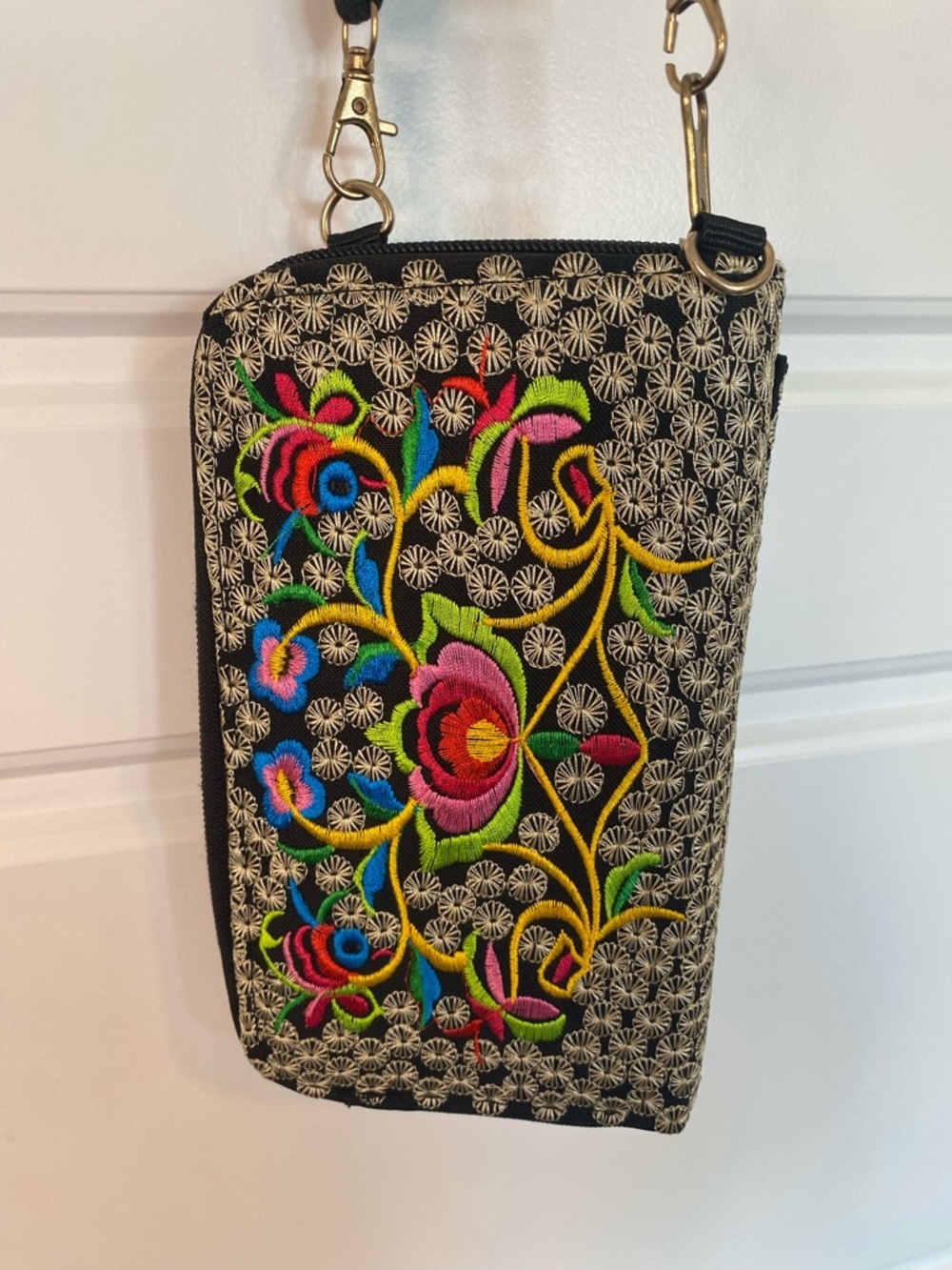Boho Embroidered Crossbody Wallet Bag Floral Festival Phone Purse - Picture 4 of 9
